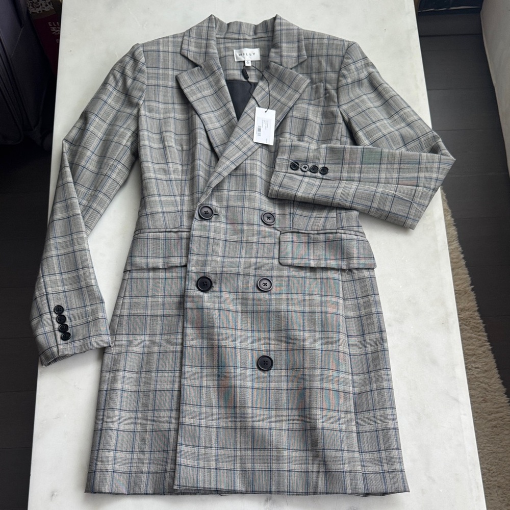 NWT Milly Wool Plaid Blazer Dress – Structured Tailored – Size 0